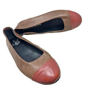 Kokua Barcelo Brown‎ Leather Mauve Cap Toe Ballerina Flats